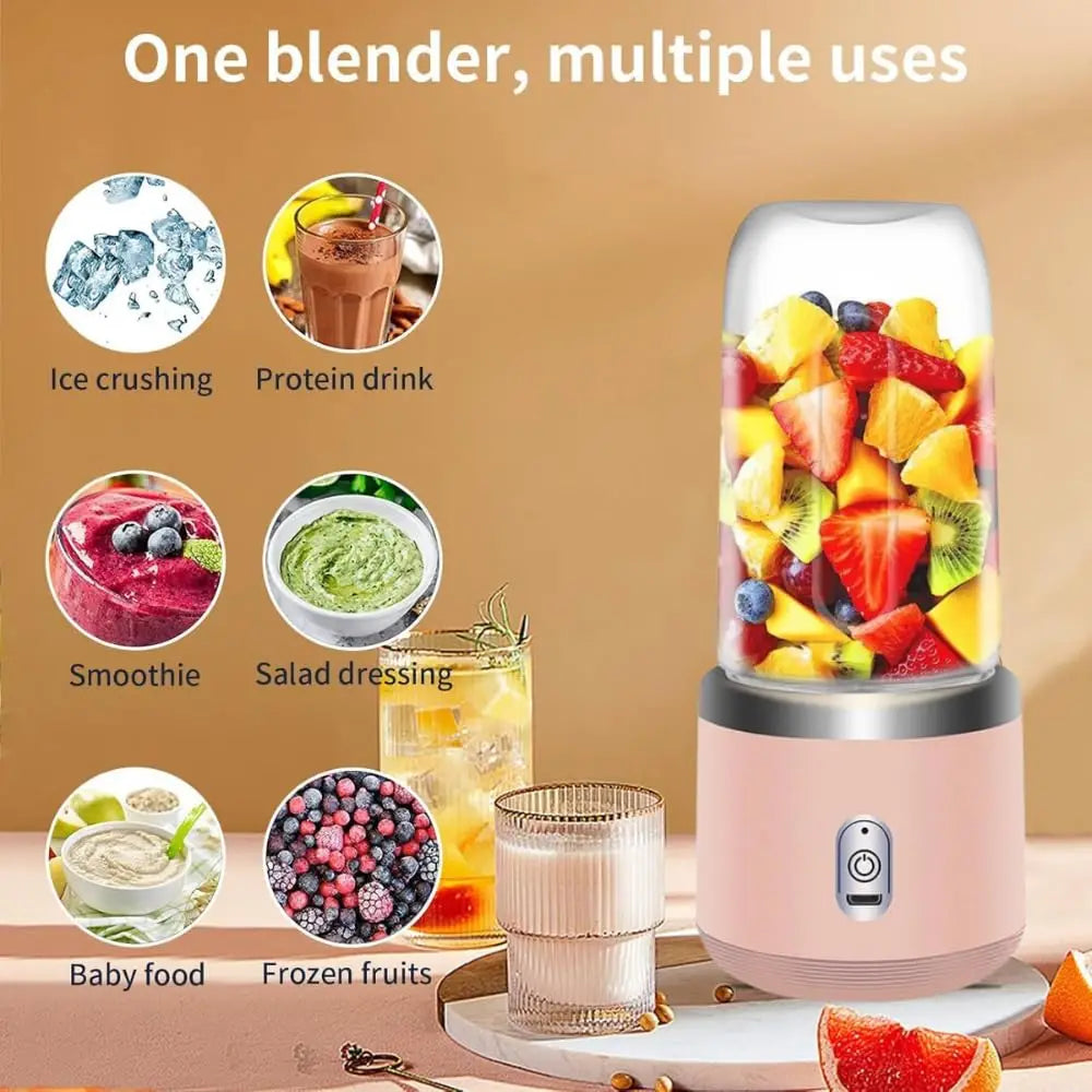 Personal Blender for Shakes Smoothies, 400ml Portable 2 Cups with Lids High-Speed Mixer for Juices Kitchen tools Baby Food