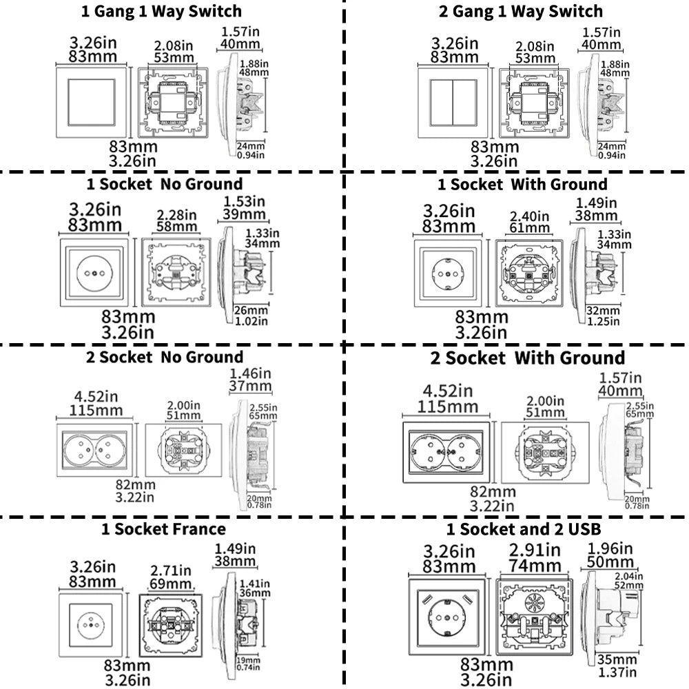 Silvery Electrical Outlets Power Sockets 250V EU Standard Wall Embedded Flame Retardant AC Not Ground Plugs Socket Paint Plastic