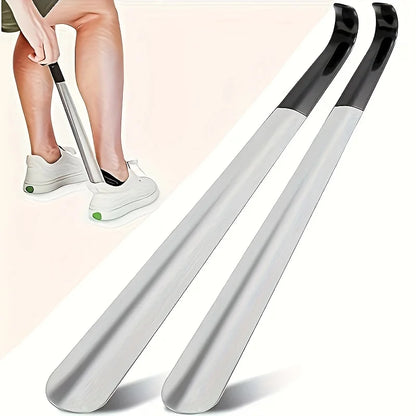 Stainless steel shoehorn, shoe lift, no bending shoe wearer, shoehorn.