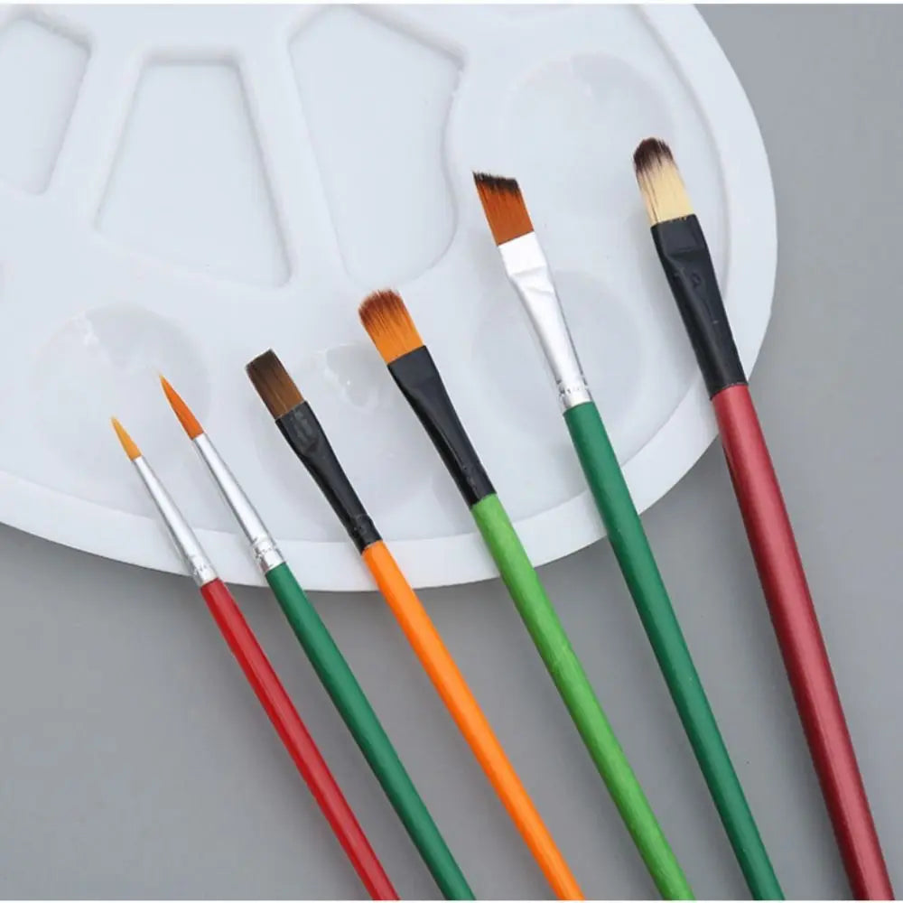 Gouache Brush Drawing Coloring Artist Art Painting Supplies Oil Painting Palette Art Oval Palette Brush Set Watercolor Tray