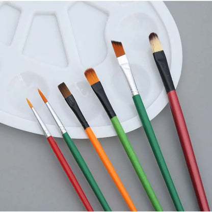 Gouache Brush Drawing Coloring Artist Art Painting Supplies Oil Painting Palette Art Oval Palette Brush Set Watercolor Tray