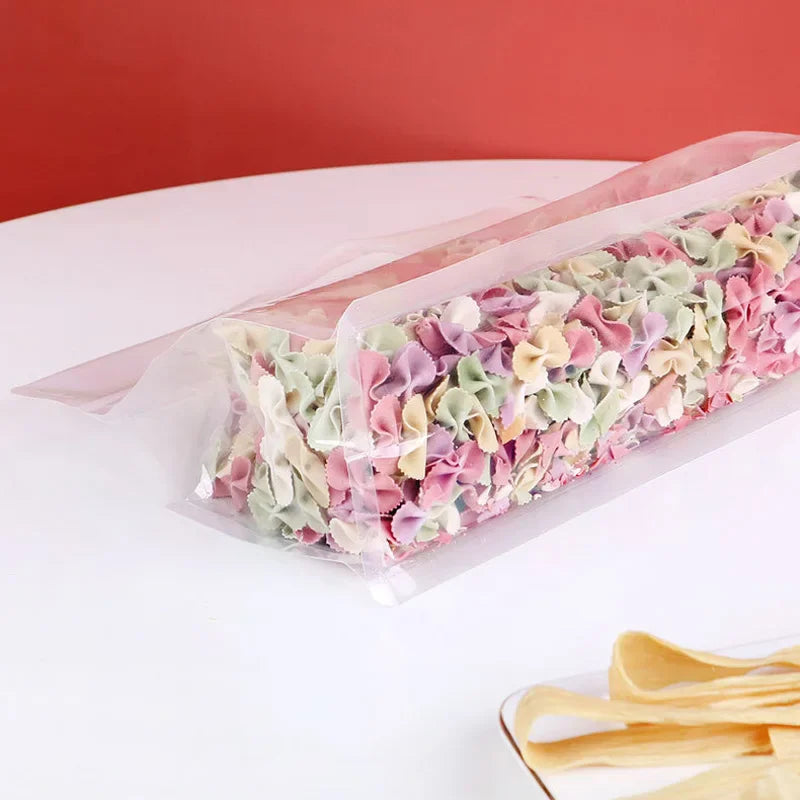 500Pcs/Lot Wide Mouth Transparent Resealed Ziplock Stand Up Pouches Reusable Snack Nut Bean Rice Grains Food Bag with Handle