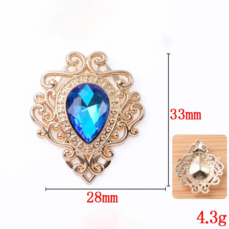 33*28mm Droplet diamond pendant accessories, flat bottom brooch accessories, DIY accessories, headwear accessories 10PCS