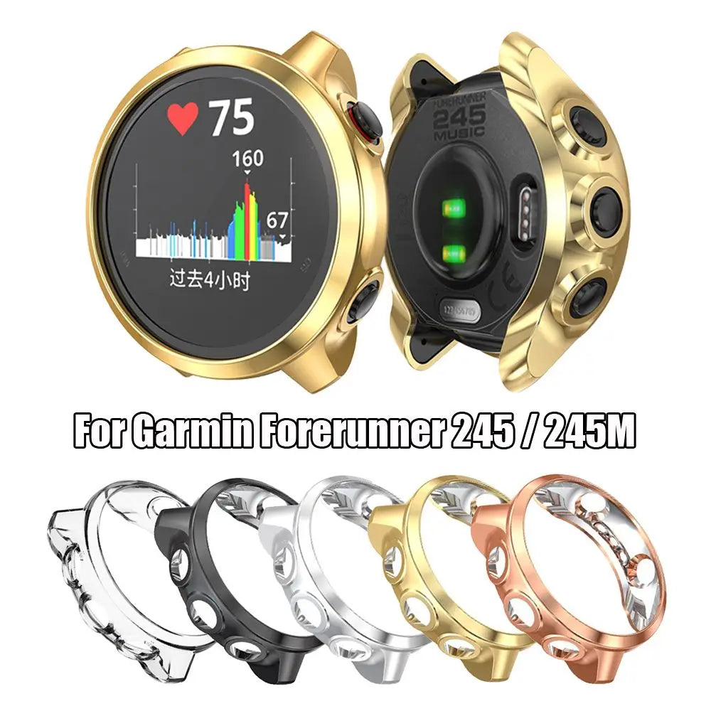 For Garmin Forerunner 245 / 245M Soft TPU Watch Case Protective Cover Screen Protectors