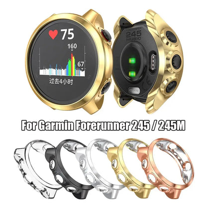 For Garmin Forerunner 245 / 245M Soft TPU Watch Case Protective Cover Screen Protectors