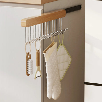 8/12 Hooks Retractable Wood Clothes Hanger Multi-functional Bra Storage Hanger Wall-mounted Wardrobe Hanger Clothes Organizer