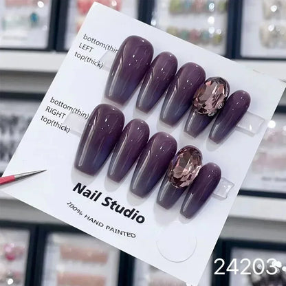 10Pcs Short Press On Nails y2k Star Rhinestone Design Handmade Press On nails Luxury With Design Full Cover Removable Fake Nails