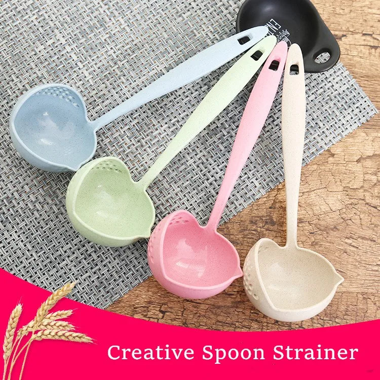 2 In 1 Soup Spoon Long Handle Spoon Creative Spoon Strainer Spoon Cooking Tools