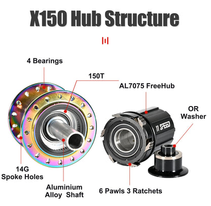 Bicycle hubs Nanlio X150 Mountain Bike Hubs 6 Pawls 150 Engagement Rear Hub HG MS XD 8-12 Speed 28 32 36 Holes Noisy wheel Hubs