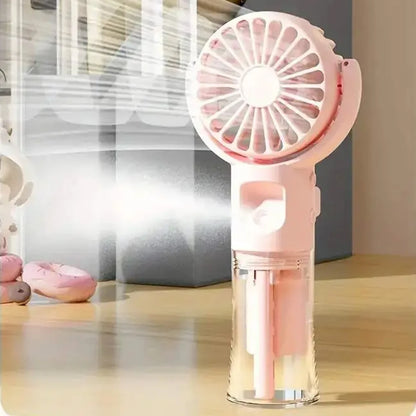 Mini Portable Handheld Fan With Spray Mister Humidifier USB Rechargeable Handheld Fan Adjustable Silent Water Spray Mist Fan