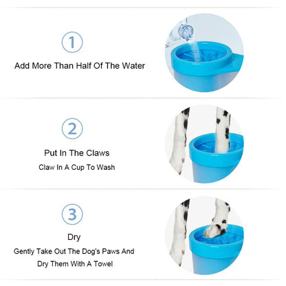 Dog Paw Cleaner All-round Cleaning Dog Paw Washer 8.8×6.3 Inch Muddy Paw Cleaner with Coral Plush Towels Easy to Use Pet Paw