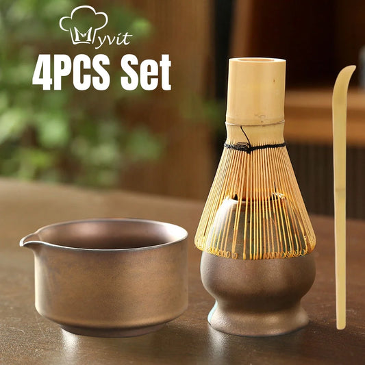Matcha Set Japanese Tea Set Includes Matcha Bowl with Spout Matcha Whisk Holder Bamboo Matcha Whisk and Scoop Ceramic Matcha Kit