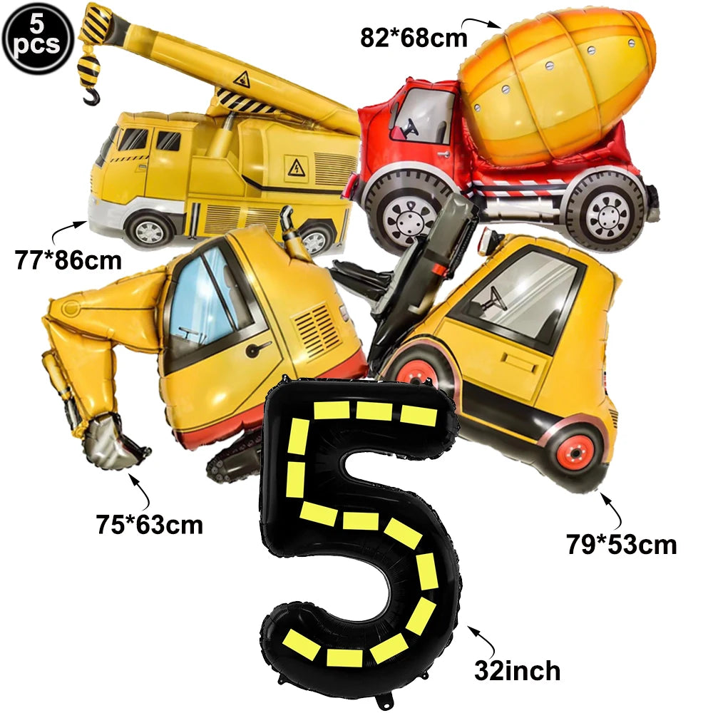 Construction Party Disposable Tableware Plates Cups Napkins Tablecloth Construction Truck Party Decor Excavator Party Favors