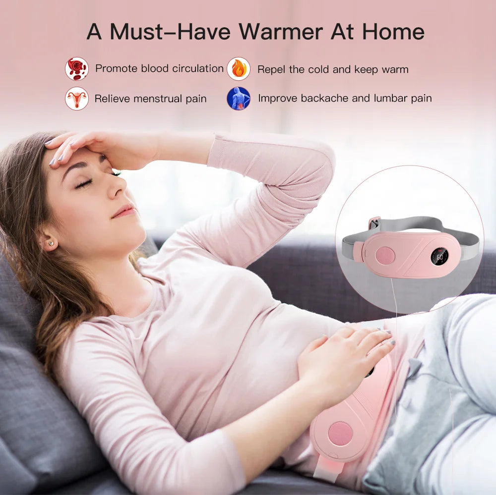 Electric Warm Uterine Cramp Massager Vibrator Heating for Menstrual Relief  Waist Massager Belt Care Waist Stomach for Women