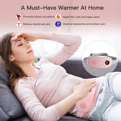 Electric Warm Uterine Cramp Massager Vibrator Heating for Menstrual Relief  Waist Massager Belt Care Waist Stomach for Women