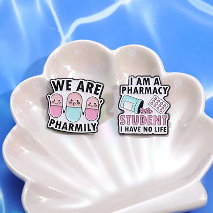 I Am Pharmacy Student Have No Life Enamel Pin Eat Sleep Pharmacy Repeat Brooch Cartoon Pills Lapel Badge Gift for Medical Friend