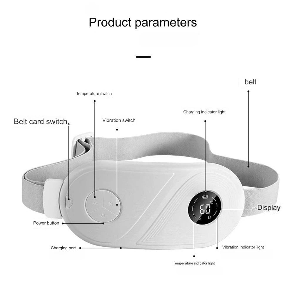 Women's Menstrual Period Hot Compress Warming Belt Vibrating Waist Massager
