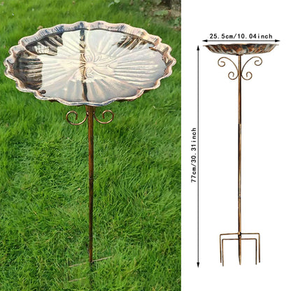Bird Bath Feeder Bowl 5-Pronged Base Metal Bird Feeder Freestanding Birdbath for Yard Patio Outdoors Garden Iron Pedestal Stake