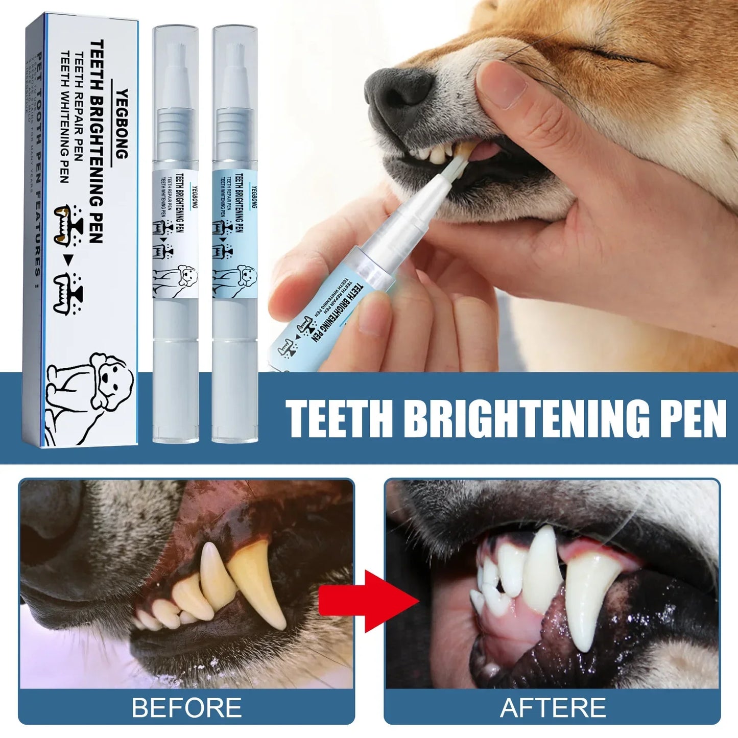 Pet Teeth Cleaning Pen for Dogs and Cats, Tartar and Plaque Cleaning Tools for Cats and Dogs, Pet Teeth Cleaning Pen