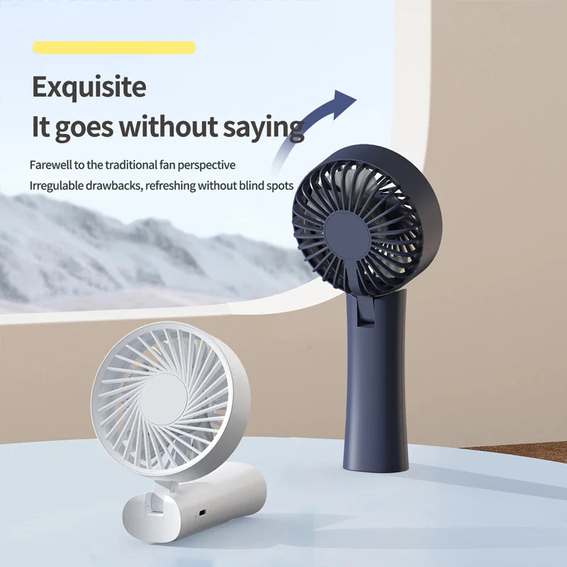 Portable Handheld Fan, Fan 6 Speed Wind LED Display Personal Mini Travel Fan  Hand Held Fan USB Foldable Electric Fan