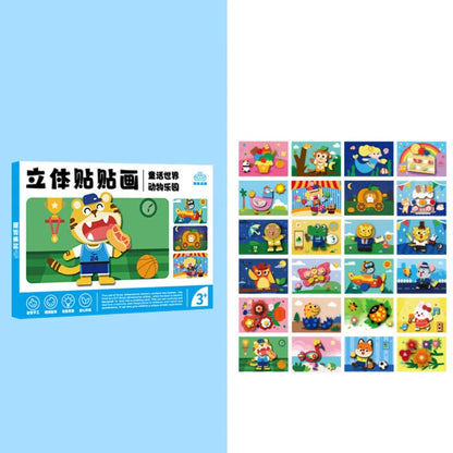 Educational Toys 3D Stereoscopic Sticker Handmade Montessori DIY Paste Material Kit Self-adhesive Cute Animals Sticker Book Kids