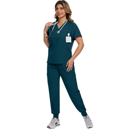 Surgical Scrubs Unisex - Quick-Dry Dental Clinic & ER Workwear Split Set W/Short Sleeve & Anti-Microbial 6 Pockets