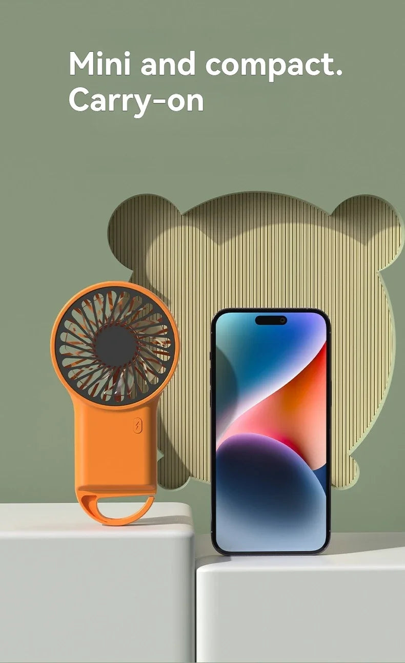 New Foldable Handheld Desktop USB Rechargeable Mini Fan Cartoon Design with Hook for Mountaineering Outdoor Home Office use