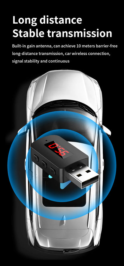 Bluetooth 5.4 Car Transmitter Receiver Handsfree Call Car Kit Mini USB Power Auto Wireless Audio Adapter For Fm Radio