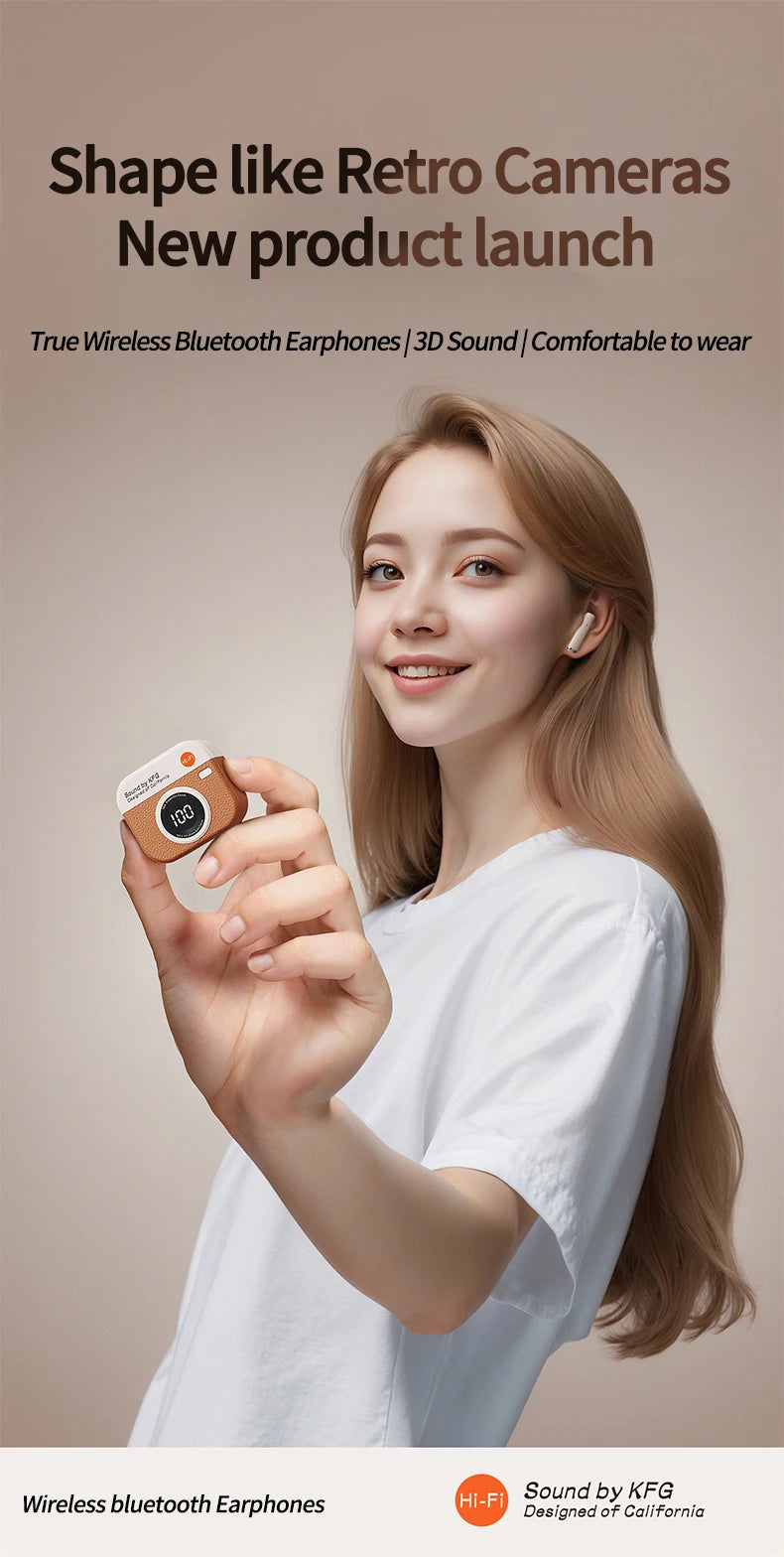 2025 New TWS Wireless Earphones with 5.4 Bluetooth 36 Hours Play Back Sport Earbuds with LED Display Headphones and Built-in Mic