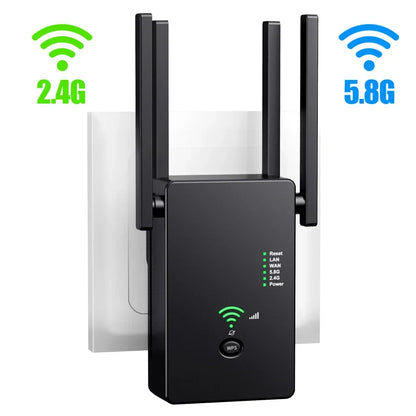 WiFi Booster 1200M Wifi Repeater 5GHz Wireless Router 2.4Ghz Access Point Long Signal Amplifier Range Extender for Home Office