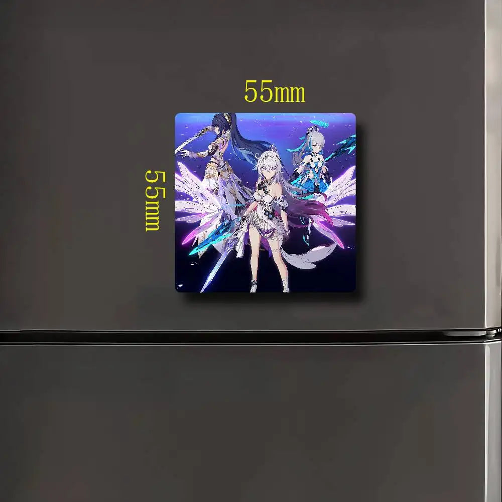 Honkai Impact 3rd Fridge Magnet Creative Square Refrigerator Magnets Picture For Kitchen Office Whiteboard Home Decoration