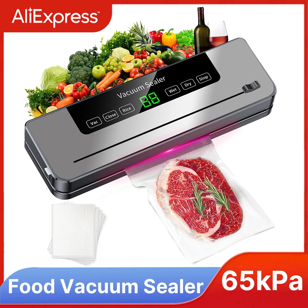 Vacuum Sealer Machine 65KPA Food Vacuum Sealer Compact Machine For Food Preservation Automatic Food For Home Kitchen