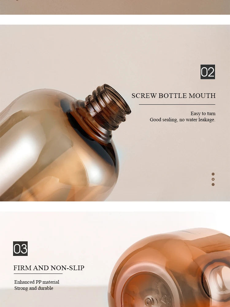 2 Pc 10.1 OZ Amber Soap Dispensers For Cosmetic Shampoos And Lotions Soaps Spill-proof Repeatable Pump Bottles For Bath Products