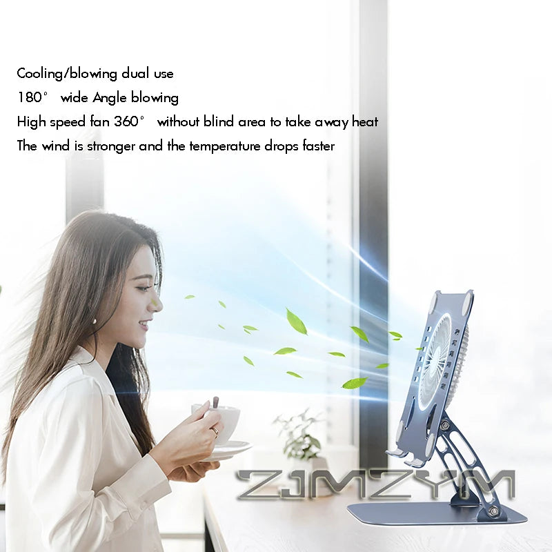 Aluminum Laptop Stand with Cooling Fan Ergonomic Notebook Foldable Cooler Laptop  Adjustable Aluminum Laptop Stand