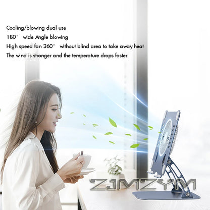 Aluminum Laptop Stand with Cooling Fan Ergonomic Notebook Foldable Cooler Laptop  Adjustable Aluminum Laptop Stand