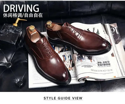 Business Formal Leather Shoes Men's Casual with Suit Low Top Solid Wedding Oxford Shoes Pointed Office Shoes