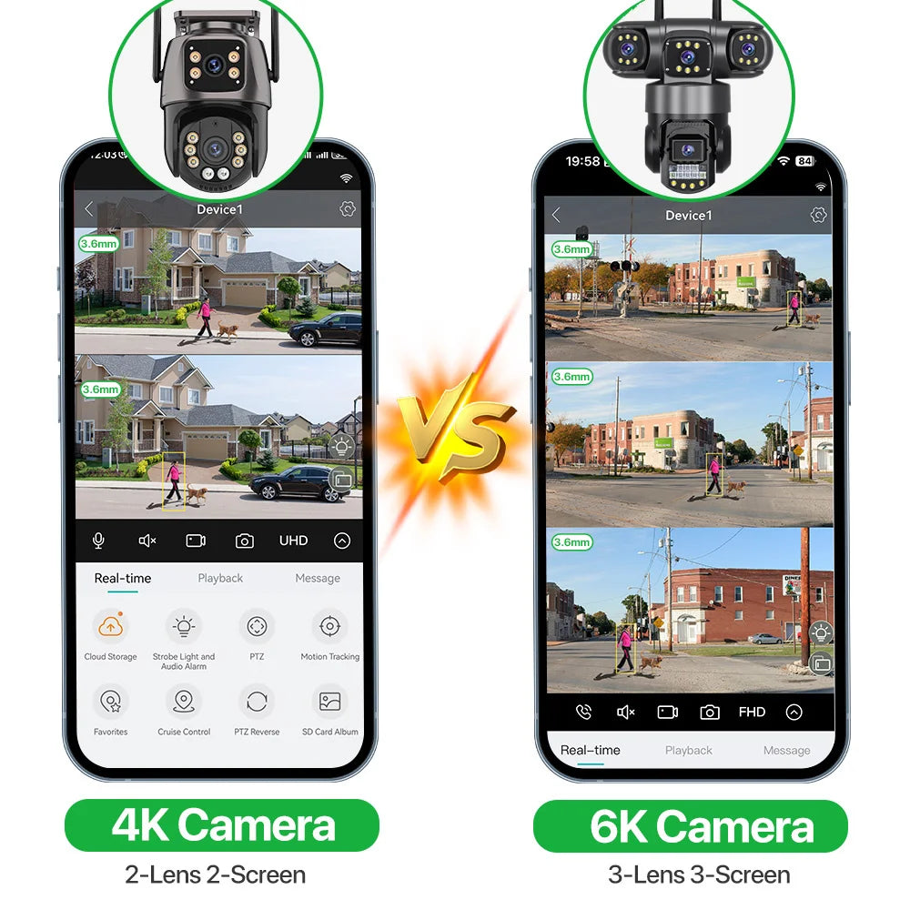 CCTV 3 Lens Video Surveillance Camera Wifi Network Camera 4G SIM Card Wireless 360 Monitor Outdoor Waterproof Security Cameras