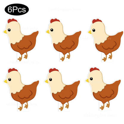 6Pcs Farm Birthday Party Animals KT Board Farm Cow Cutouts DIY Birthday Balloons Farm Theme Birthday Baby Shower Party Backdrops