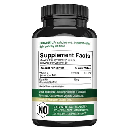 Vitamin C Capsules - Boost Immunity, for Skin, Heart, Teeth Health, Antioxidant, Dietary Supplement
