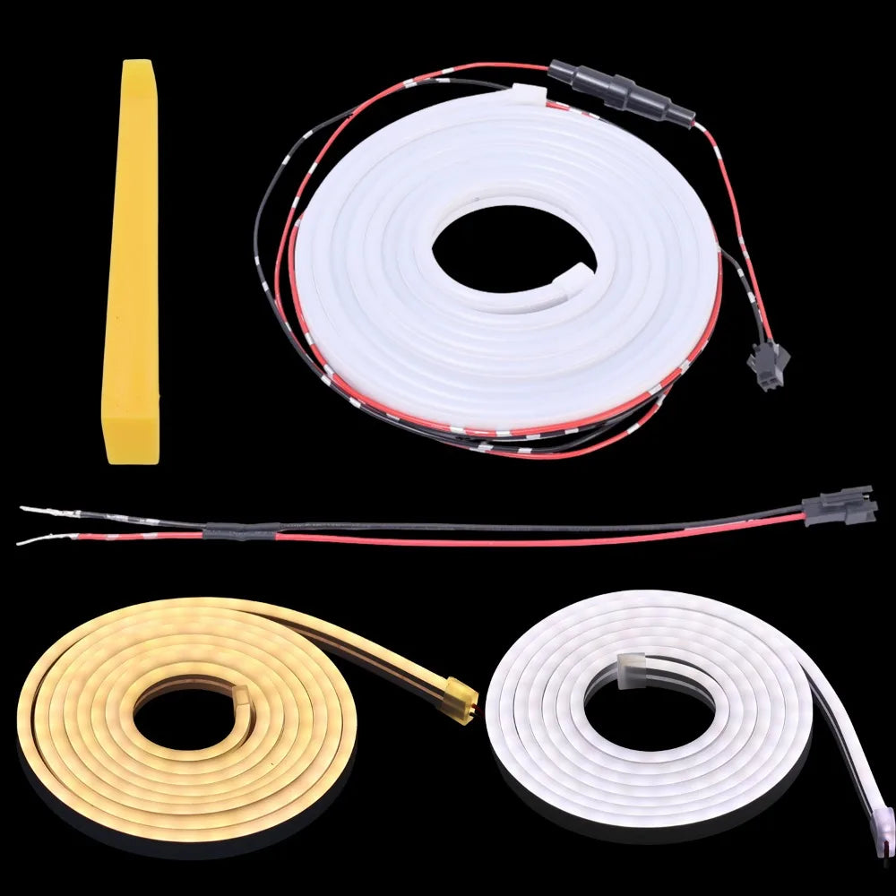 LED Car Trunk Atmosphere Light Strip Silicone Universal Cuttable Auto On Off Mood Lamp White Warm White Interior Decoration Kit