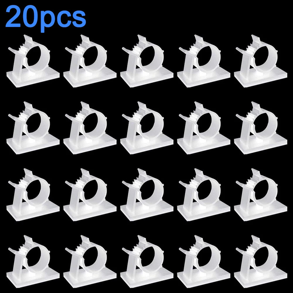 20 Pcs Cable Clips Self Adhesive Power Cord Management Wire Holder Cable Organizer Clamp Wire Clip for Car Desktop Wall Phone