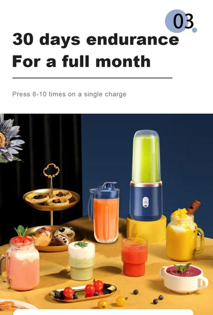 Portable Juicer Cup 6 Blade Blender Bottle Household Fruit Juicer Cup Smoothie Blender USB Rechargeable Juicer Kitchen Tool