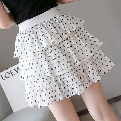 Skirts for Women Pleat Chiffon Womens Skirt Dots Clothing Mini Pleated Ruffle Short White Modest Aesthetic Harajuku A Line Cheap