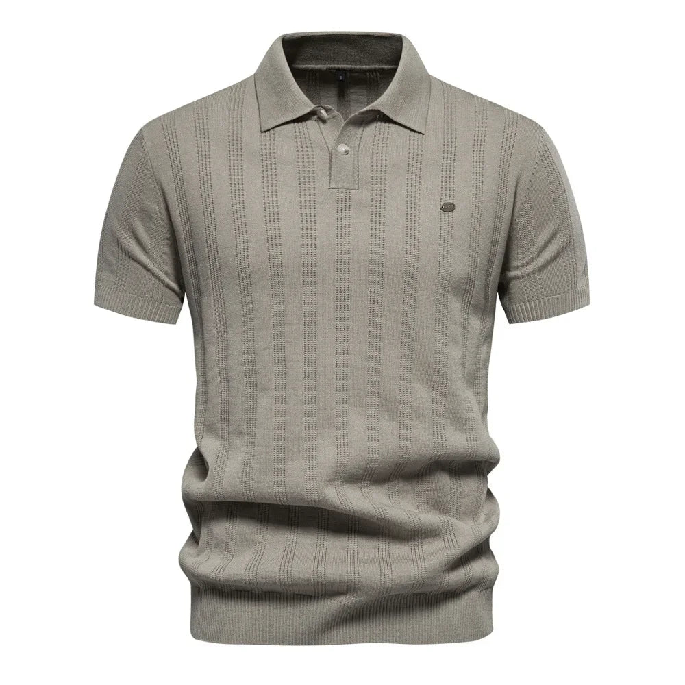 Spring/Summer New Mens T-shirt Woolen Polo Knitwear Short Sleeved Lapel Casual Top for Men