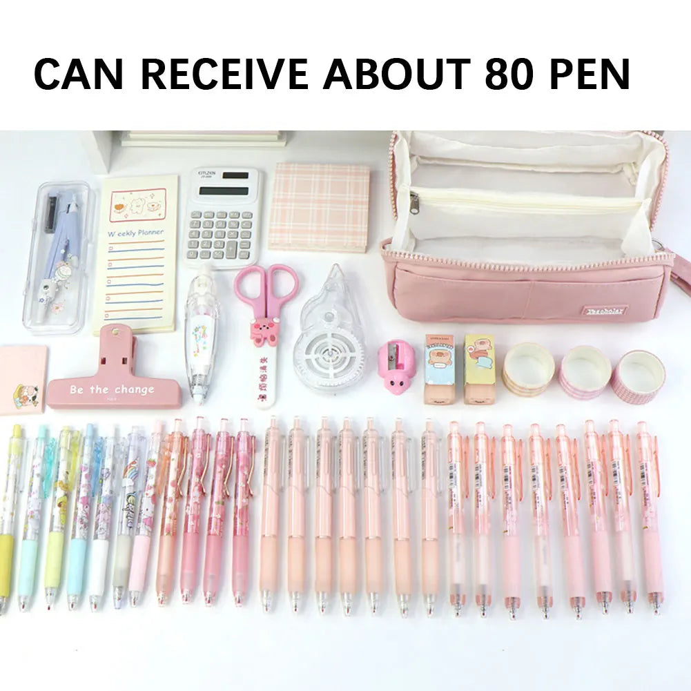 School Supplies Pencil Bag Portable Simple Aesthetic Pencil Organiser Back To School Present Simple Style Zipper Cute Stationery