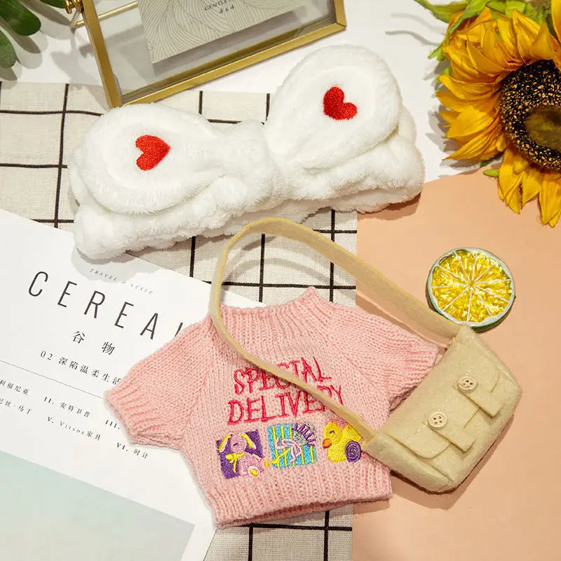 1set Clothes Suit Exquisite Soft Knitted Sweater DIY Accessories For 30cm Kawaii Yellow Duck Lalafanfan Plush Toys Stuffed Dolls