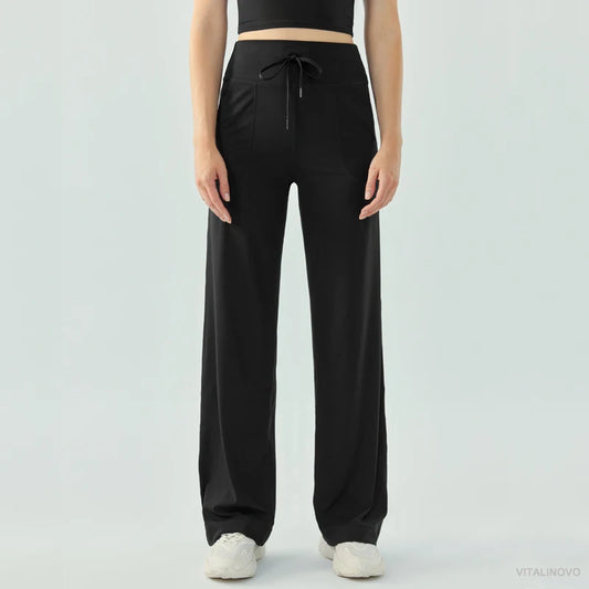 Yoga Pants Women Wide Leg Pants with Pockets High Waist Stretch Work Dress Pants Buttery Soft Casual Lounge Sweatpants Comfy