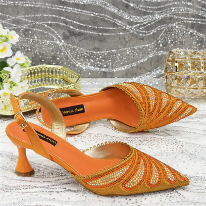 High Quality African Wedding Shoes Summer Sandals for Wedding 2025 Sexy Pumps Rhinestone Fashion Women Wedding Shoes