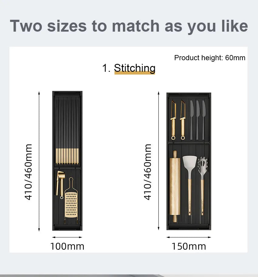 Utensil Drawer Organizer Kitchen Utensil Cutlery Tray Expandable Drawer Storage Retractable Under Cabinet Dish Drying Rack Shelf