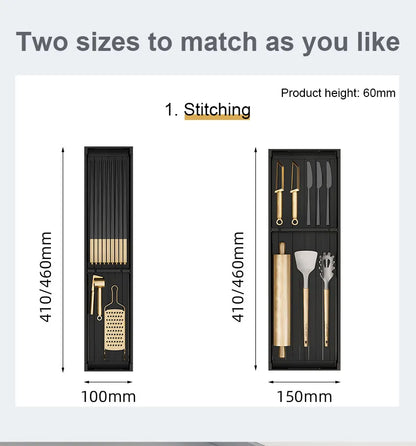 Utensil Drawer Organizer Kitchen Utensil Cutlery Tray Expandable Drawer Storage Retractable Under Cabinet Dish Drying Rack Shelf